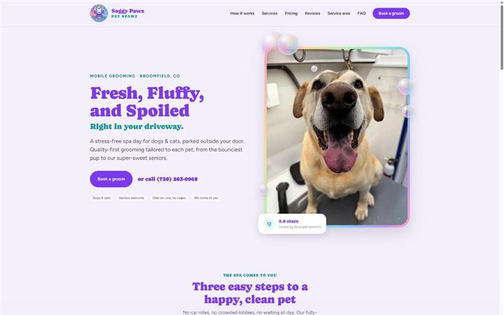 The Soggy Pawz Pet Spawz homepage